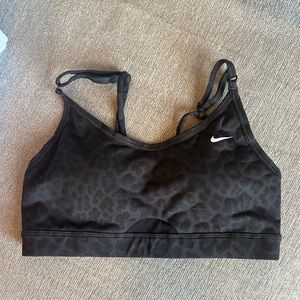 Nike Sports Bra Size Small Black, sparkly leopard print with mesh cut outs.